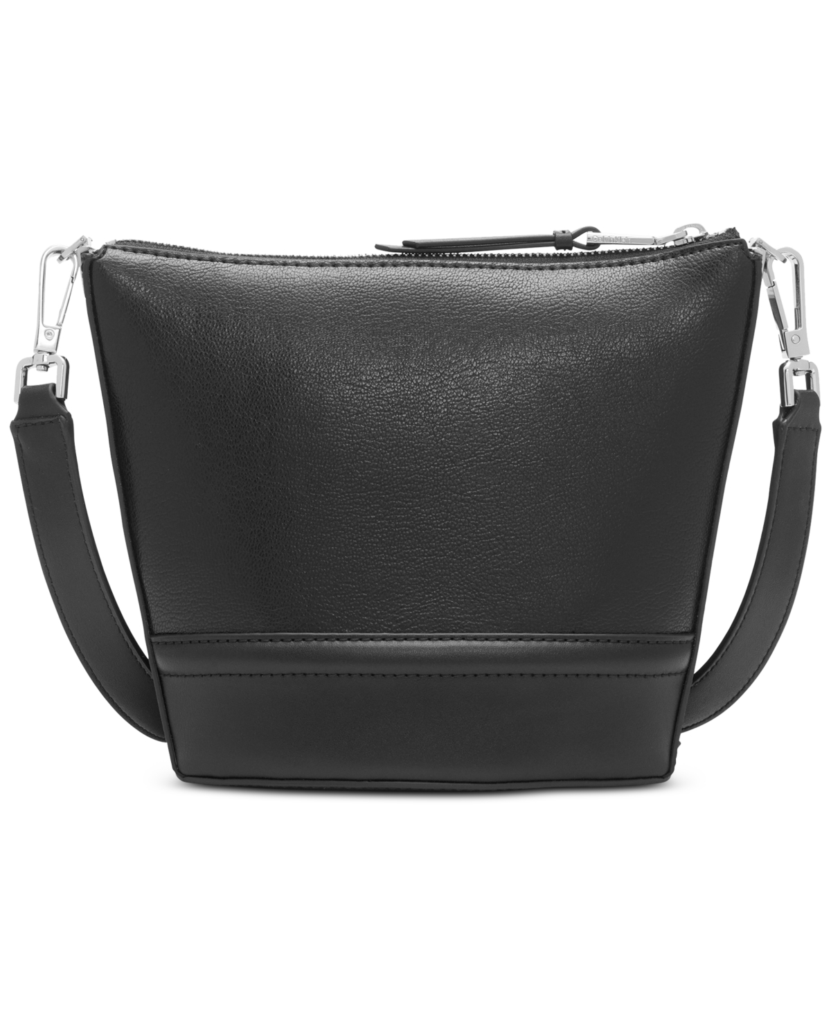 Calvin Klein Ash Adjustable Top Zipper Crossbody In Black