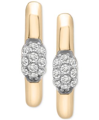 Diamond Mini Cluster Small Hoop Earrings (1/10 ct. t.w.) in Gold Vermeil, Created for Macy's