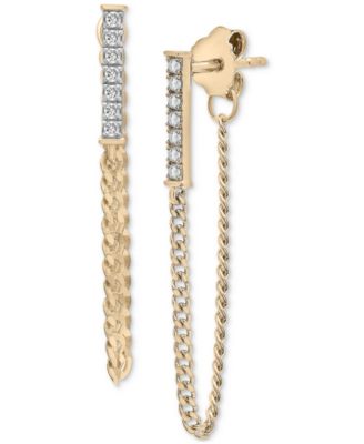 Audrey by Aurate - Diamond Bar Front to Back Chain Drop Earrings (1/6 ct. t.w.) in Gold Vermeil