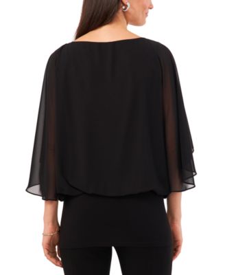 MSK Women's Beaded-Band Blouson-Overlay 3/4-Sleeve Top - Macy's