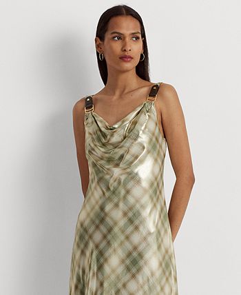 Ralph Lauren Womens Tartan Plaid Georgette Gown Red Size 2 main image 1