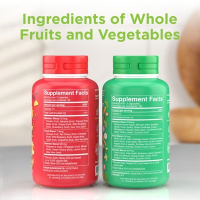 Fruits & Veggies Supplements - Whole Fruit and Vegetable Ingredients - 90 Fruits Capsules, 90 Veggies Capsules - 1 Set