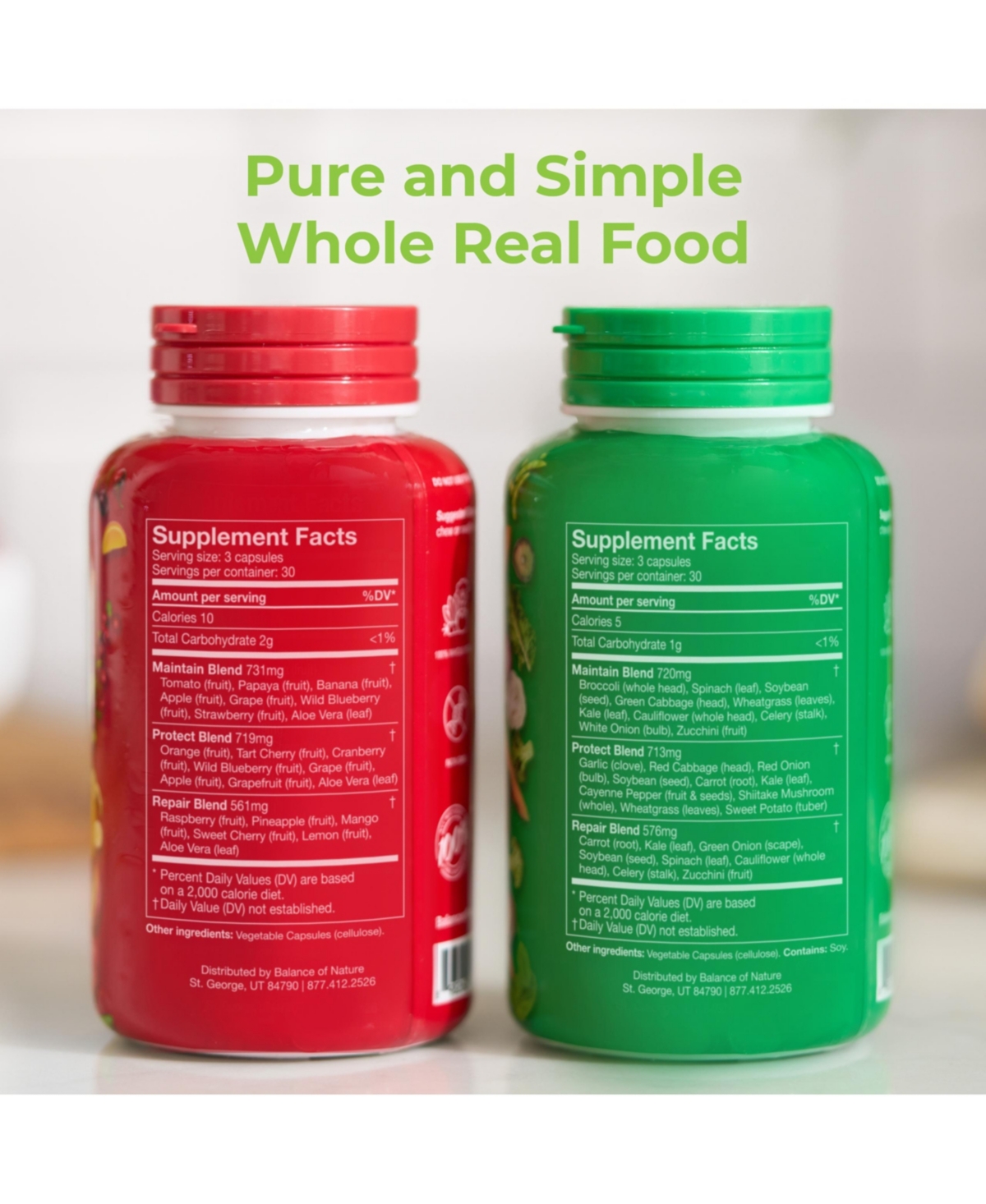 Balance of Nature Fruits & Veggies Supplements - Whole Fruit and Vegetable Ingredients for Women, Men