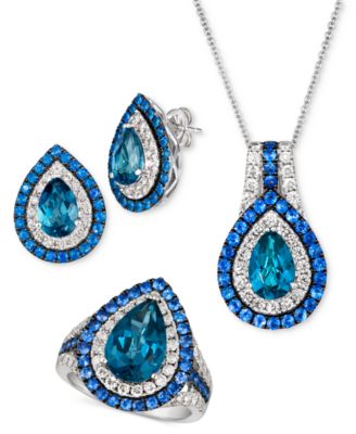 Le Vian Multi Gemstone Nude Diamond Double Halo Jewelry Collection In 14k White Gold In K Vanilla Gold Earrings
