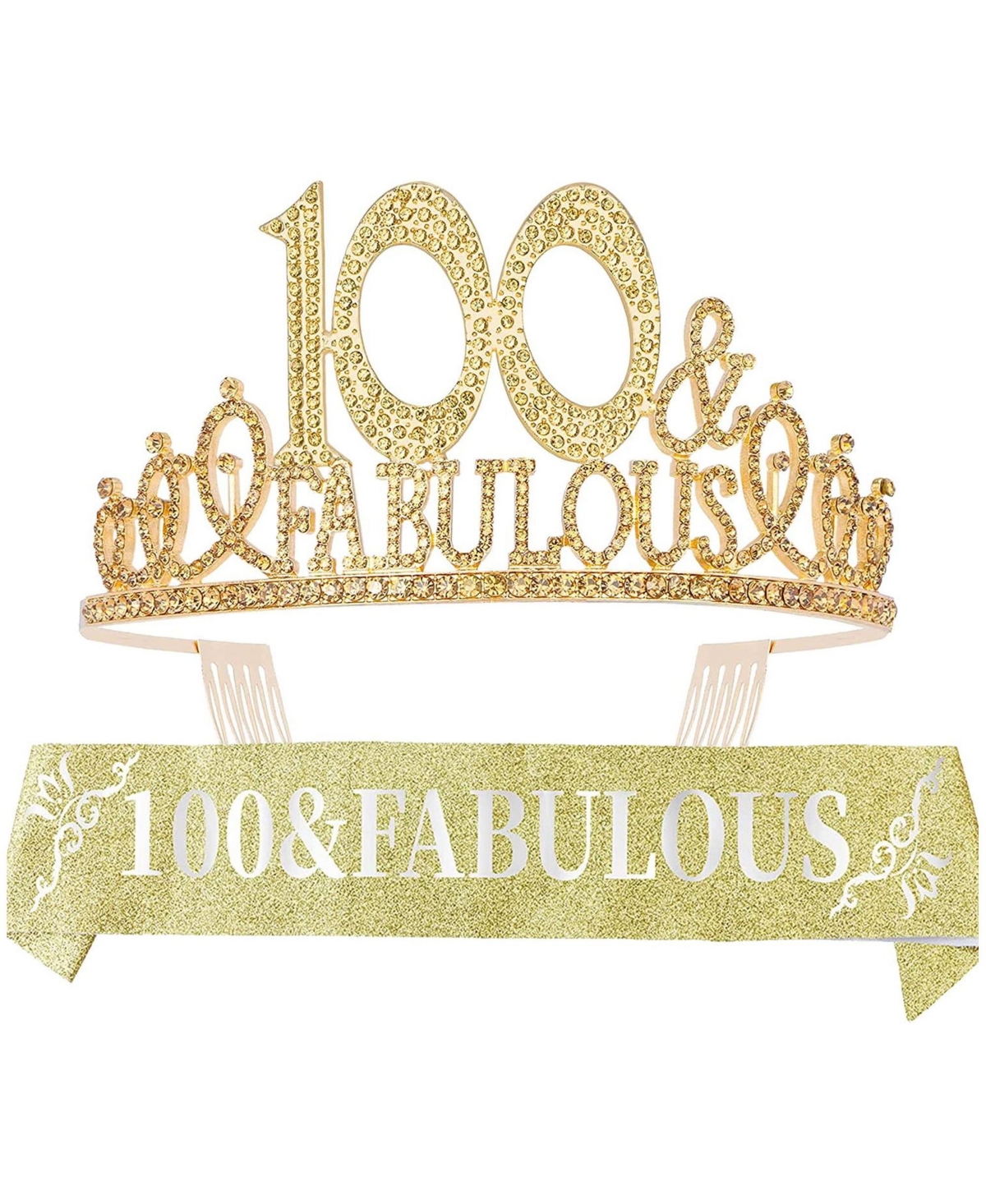100th Birthday Gifts for Women, 100th Birthday Crown and Sash for Women, 100th Birthday Decorations for Women, 100th Birthday Party Favors, 100th Birt