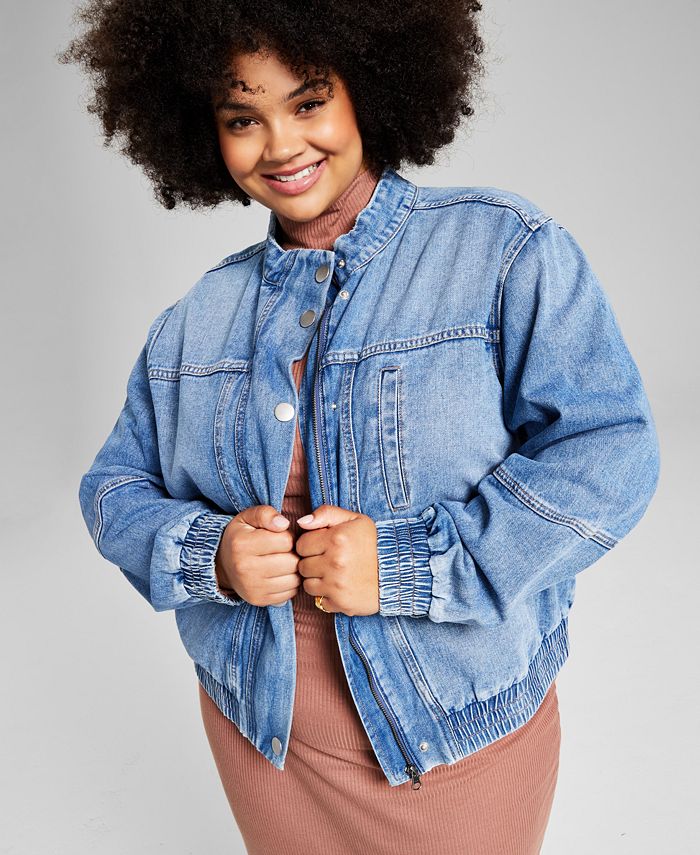 hi neck denim jacket