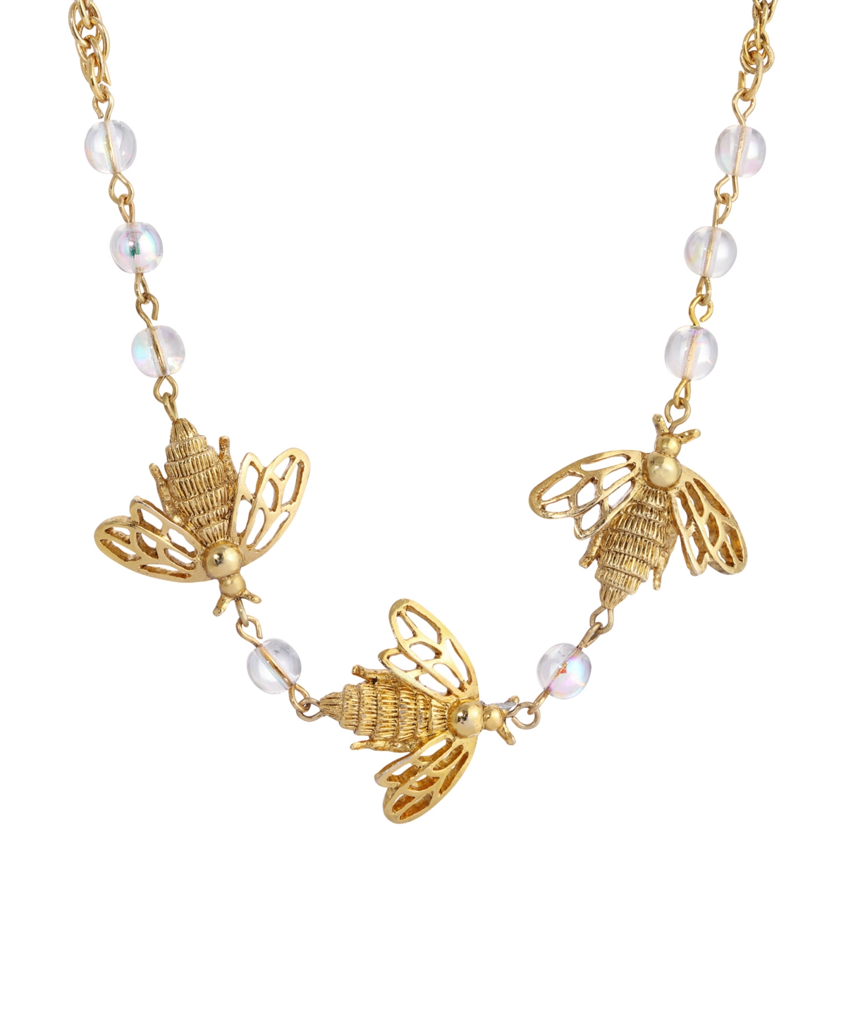 2028 Crystal Aurora Borealis Bee Necklace In Gold