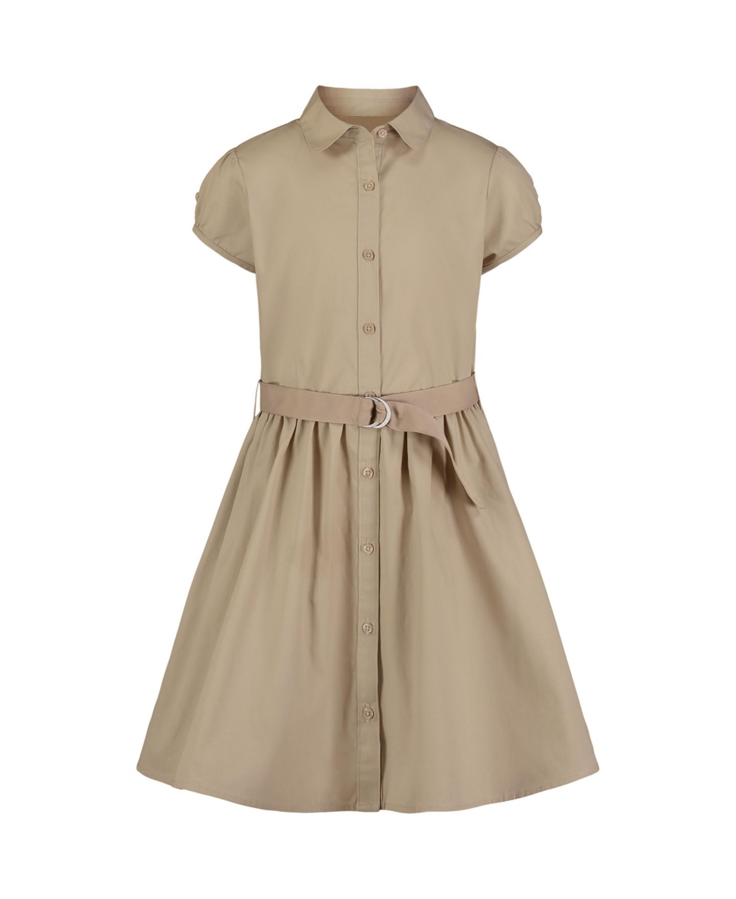 Детское платье Nautica Plus Girls Uniform Belted Poplin Shirt Dress, цвет: Хаки — фото 1