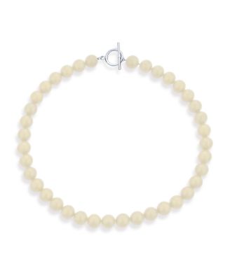 Plain Simple Smooth Classic Sand Light Bead Natural Jasper Round 10MM Bead Strand Necklace Silver Plated Toggle Clasp