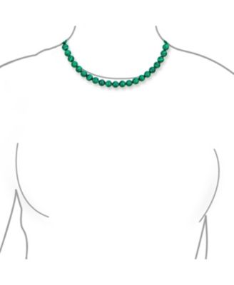 Plain Simple Dark Forrest Green Imitation Synthetic Malachite Round 10MM Bead Strand Necklace Silver Plated Clasp