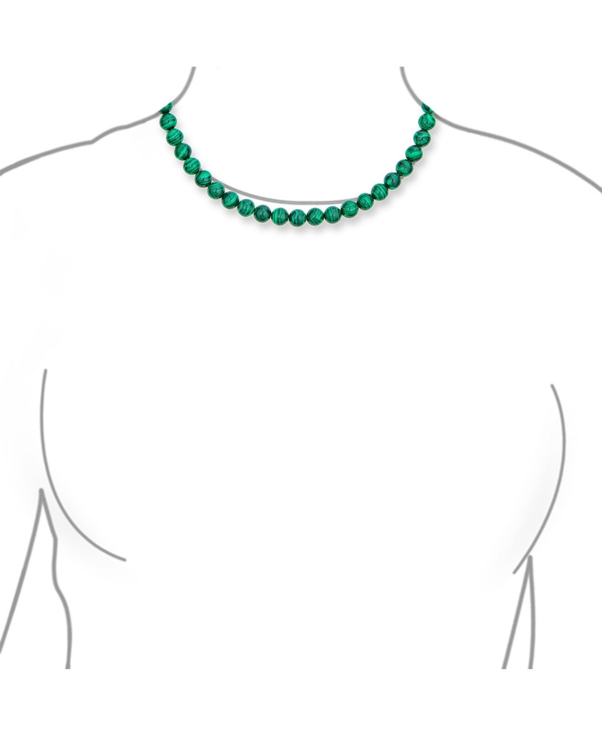 Bling Jewelry Plain Simple Dark Forrest Green Imitation Synthetic Malachite Round 10MM Bead Strand Necklace For Women Silver Plated Clasp - Green mala