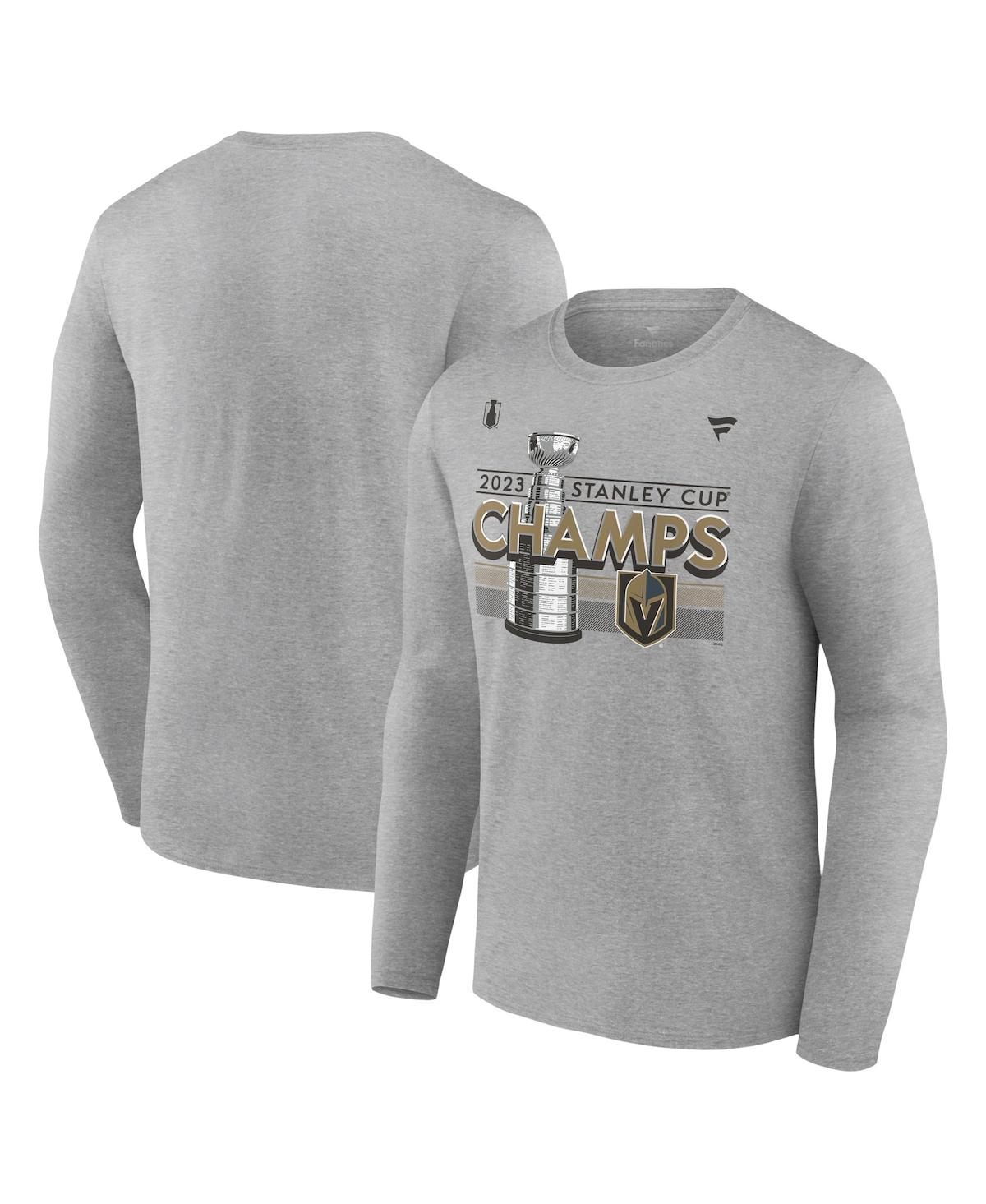 Men's FanaticsVegas Golden Knights 2023 Stanley Cup Champions Locker Room Long Sleeve T-shirt - Heather Gray