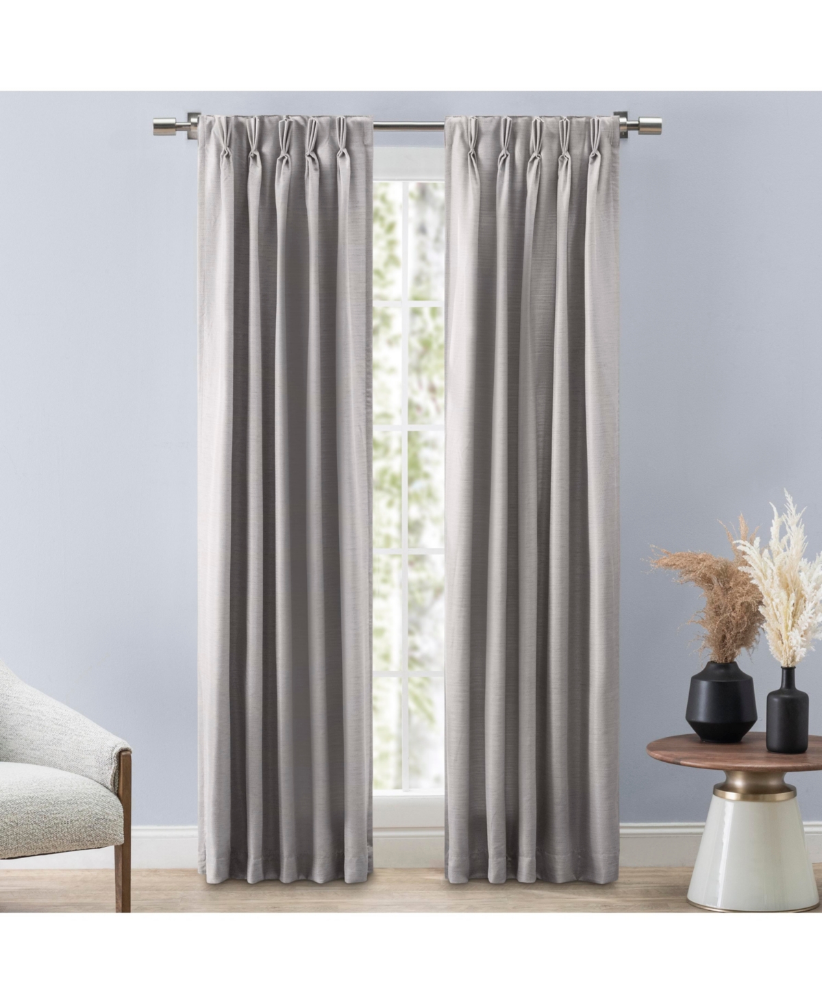 Ricardo Grasscloth 2/Way Pinch Pleated w/Back Tabs Curtain Pair 150"W x 84"L