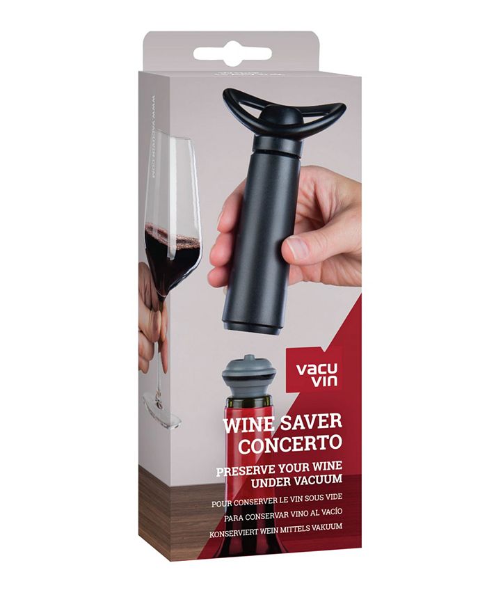 Vacu Vin Wine Saver Concerto met 2 vacuümstoppers – Premium wijnbewaarpomp – Luchtdichte afsluiting houdt wijn langer vers – Klikindicator – Handpomp – Zwarte wijnbewaarset