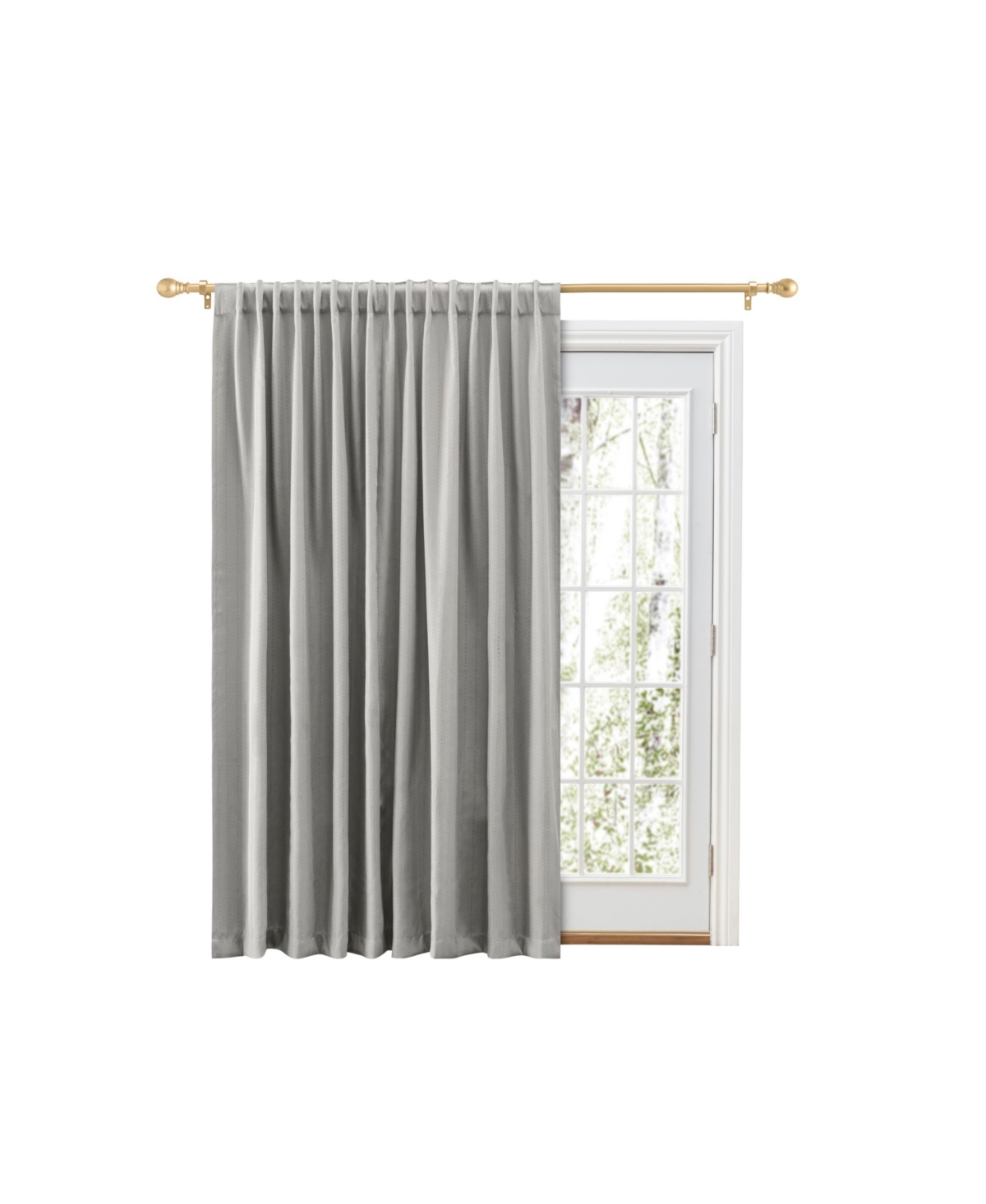 Grand Pointe Rod Pocket Patio Curtain Panel w/Back Tabs & Wand 110"W x 84"L - Smoke