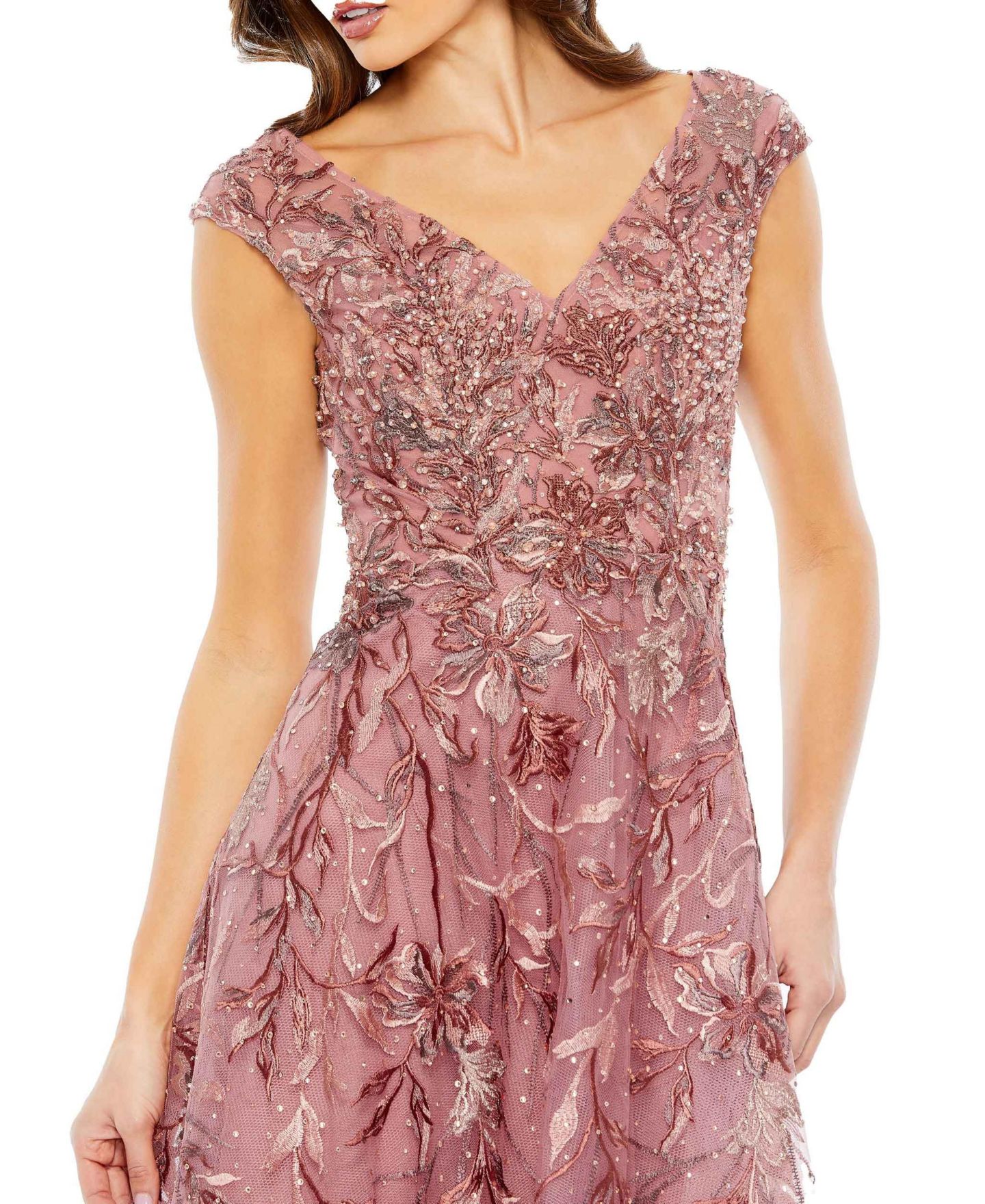 Женский ремень Mac Duggal Sequin Gown with Embellished Hemline and Belt, цвет: Коричный — фото 2