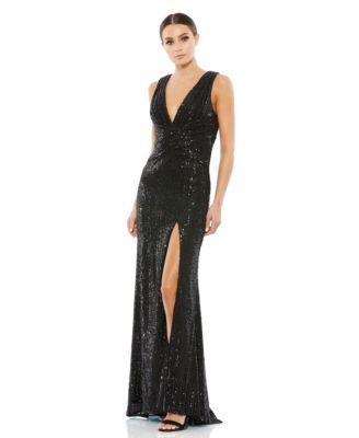 Mac Duggal Women s Ieena V Neck Sequin Wrap Waist Gown Macy s