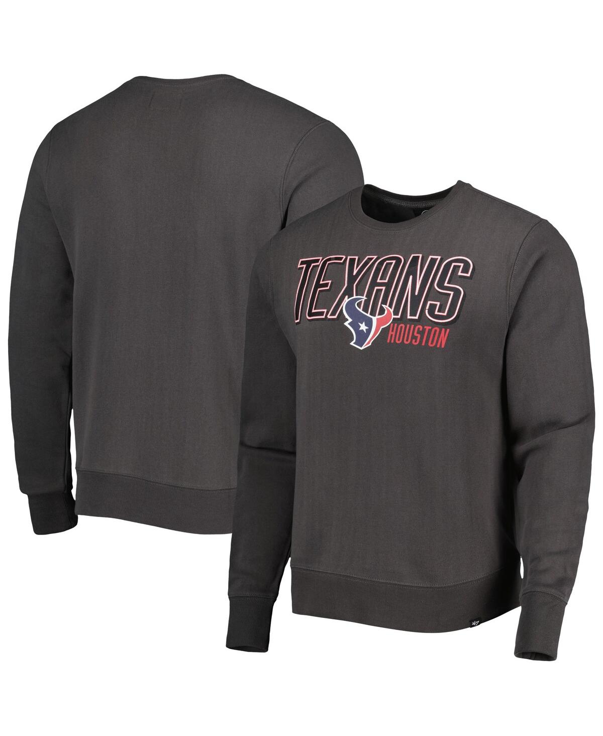 Shop 47 Brand Men's ' Charcoal Houston Texans Locked In Headline Pullover Sweatshirt
