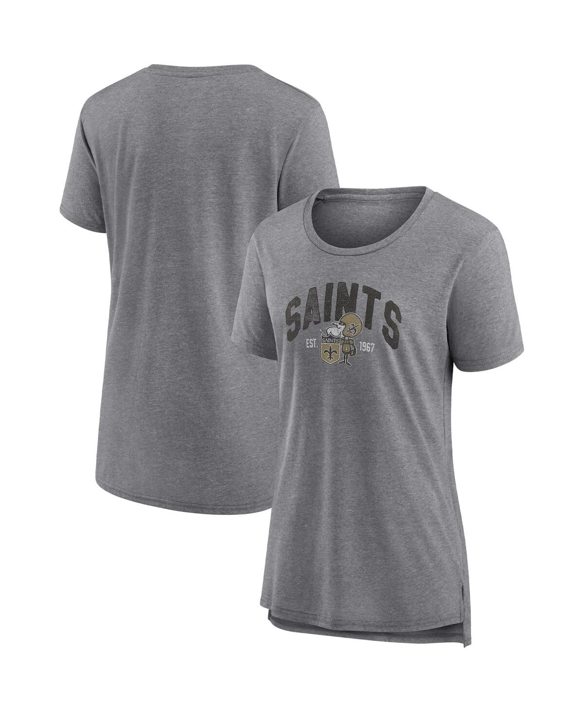 Fanatics Branded Heather Gray Denver Broncos Drop Back Modern Tri-blend T-shirt In Heathered Gray