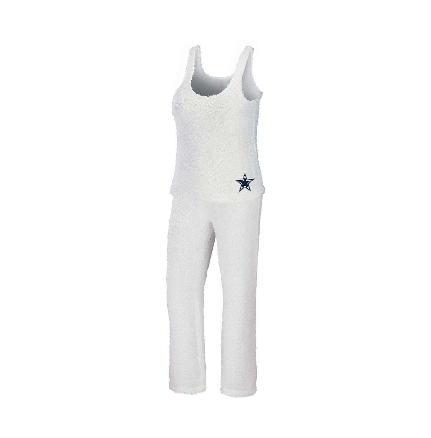Женский комплект WEAR by Erin Andrews Women's Cream Dallas Cowboys Plus Size Cozy Scoop Neck Tank Top and Pants Set — фото 1