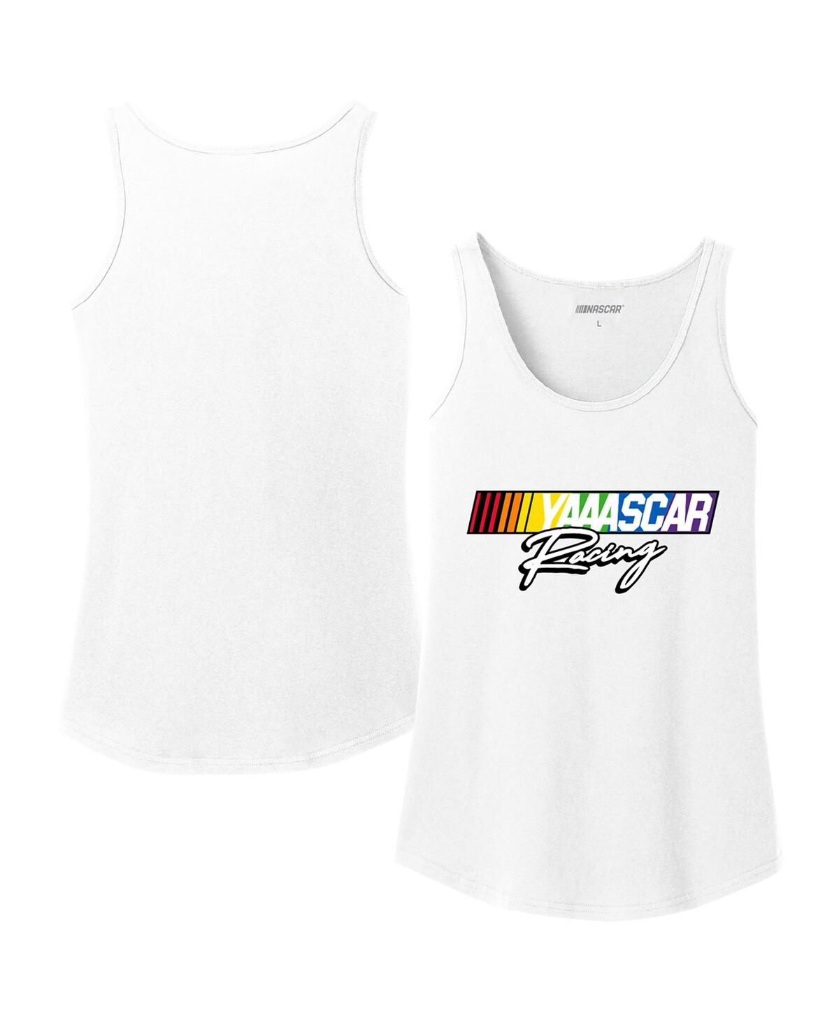 Women's Checkered Flag Sports White Nascar Logo Pride Tank Top - White