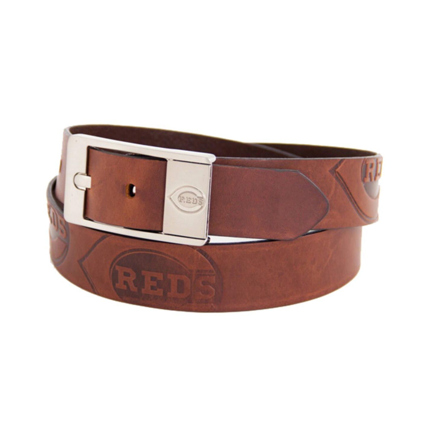 Мужской ремень Eagles Wings Brown Cincinnati Reds Brandish Leather Belt — фото 1