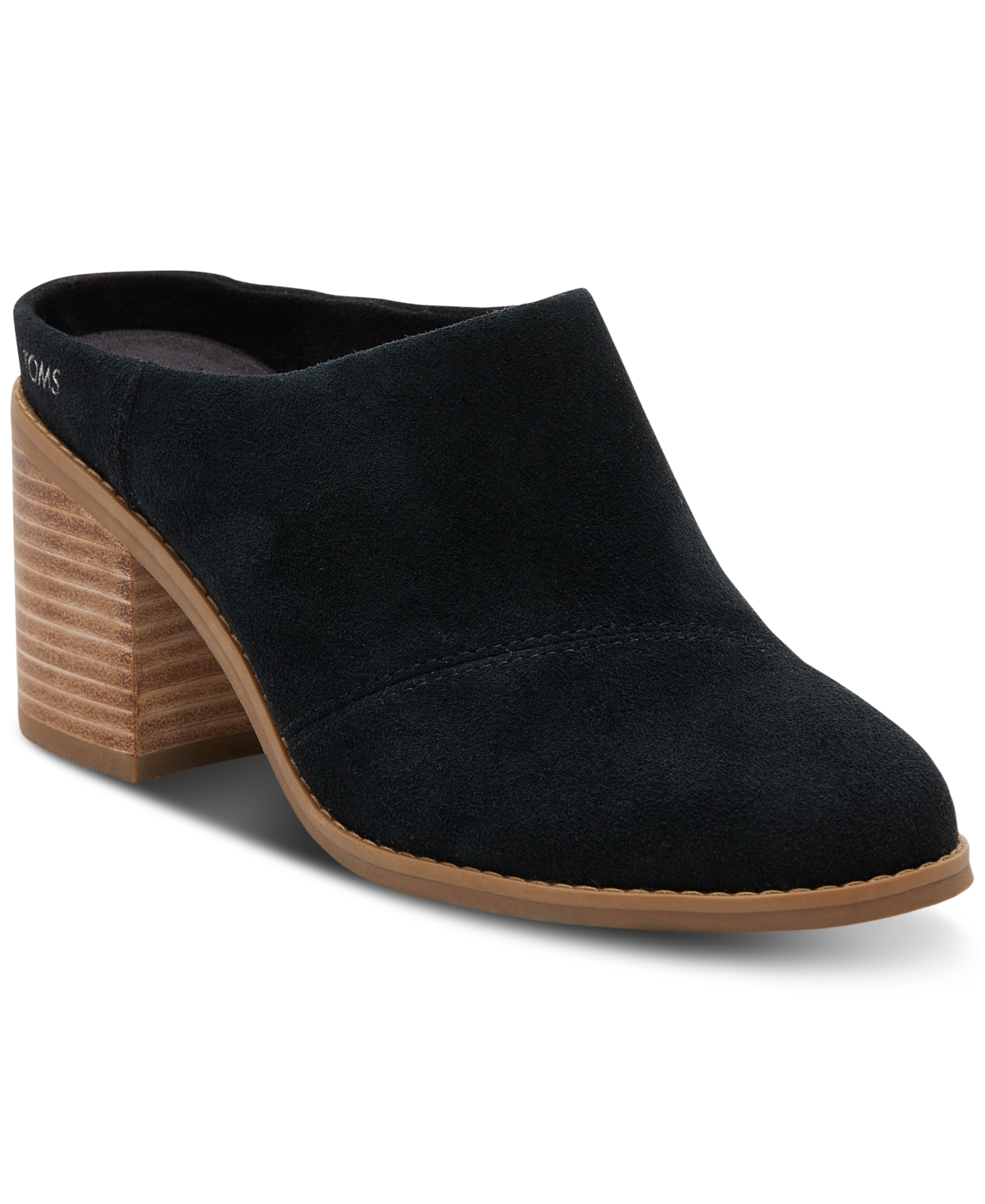 Shop Toms Women's Evelyn Stacked-heel Mules In Black Suede