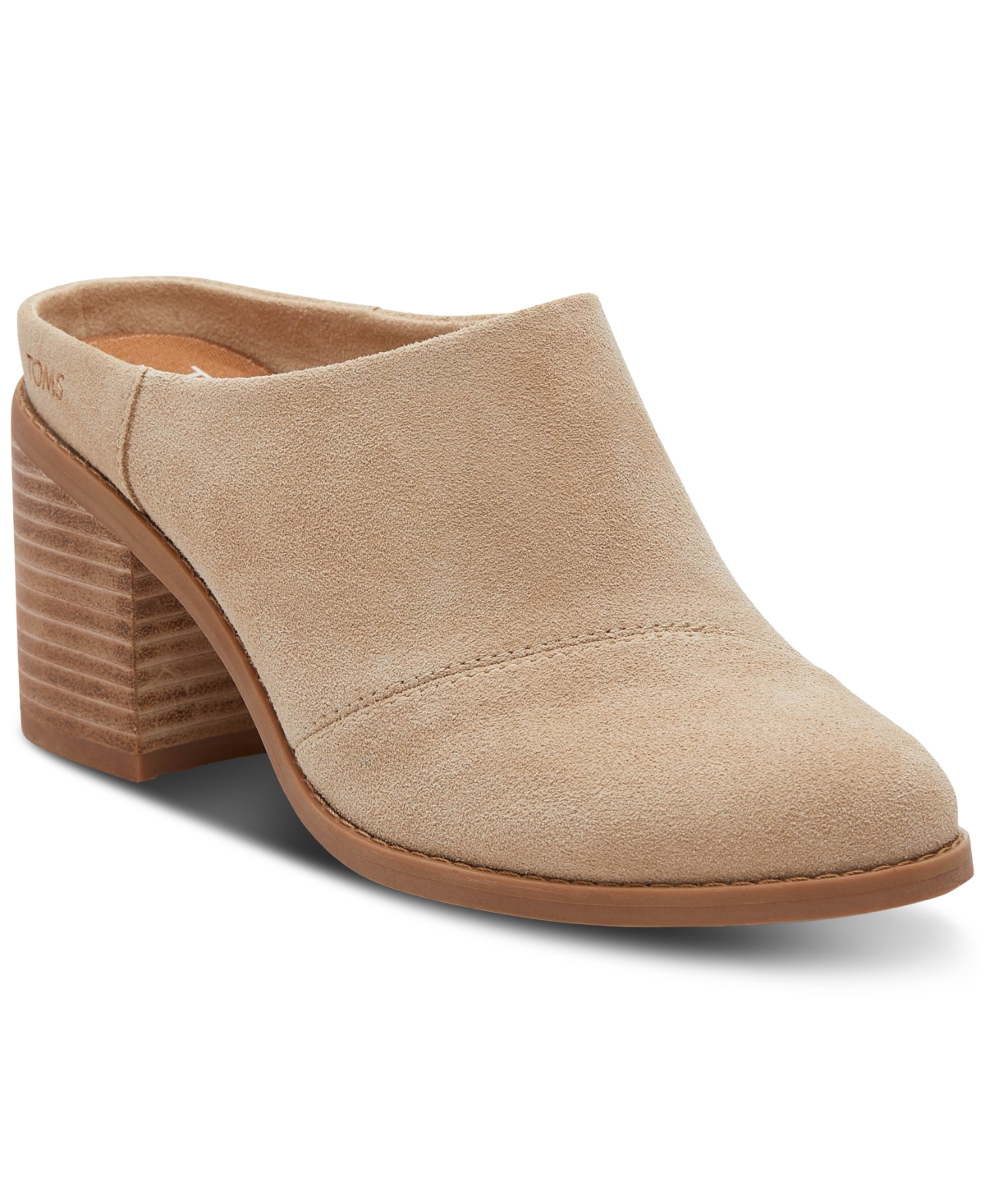Women's Evelyn Stacked-Heel Mules - Oatmeal Suede