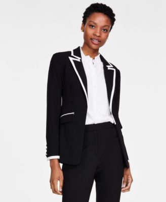 CeCe - Women's Tipped Peak-Lapel Blazer