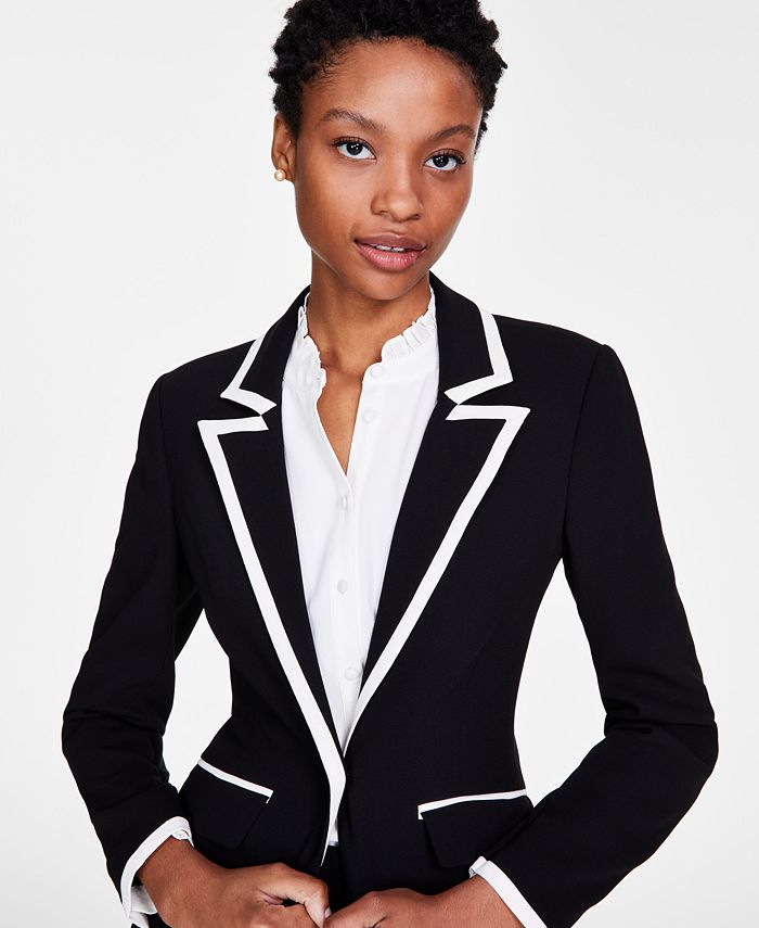 CeCe Women's Tipped PeakLapel SingleButton Blazer Macy's