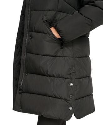 Women's Faux-Sherpa Collar Hooded Stretch Puffer Coat, Created for Macy's