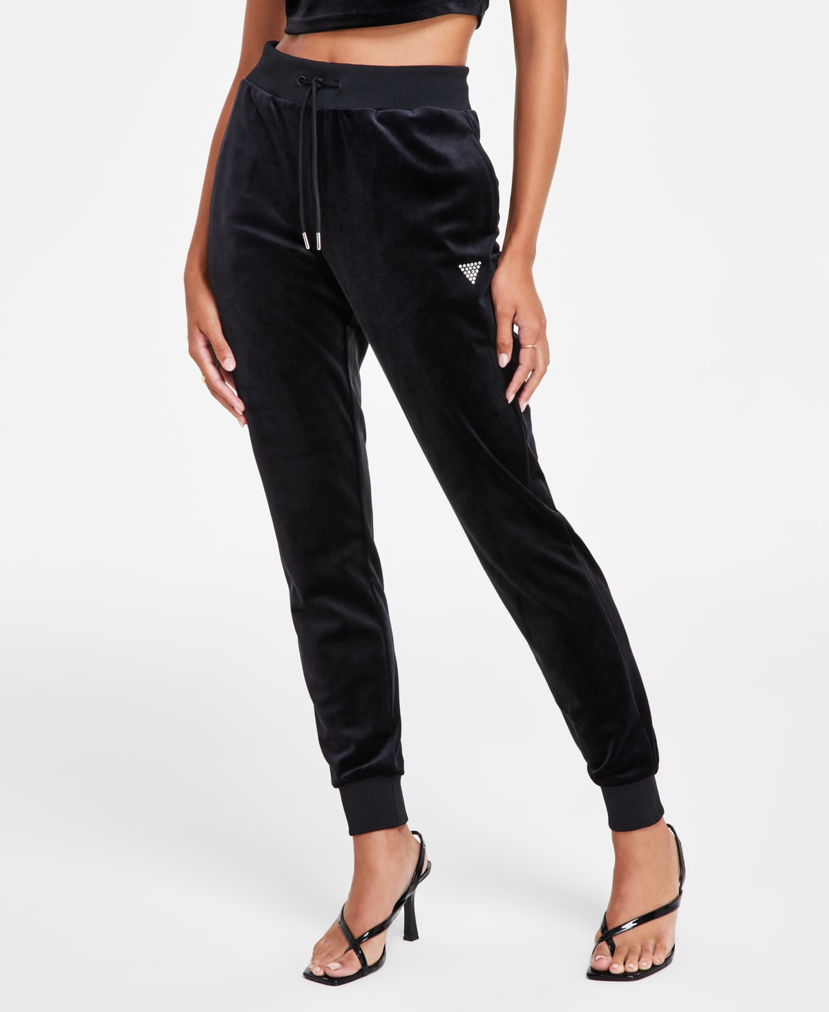 Guess Women's Couture High-rise Pull-on Jogger Pants In Jet Black A