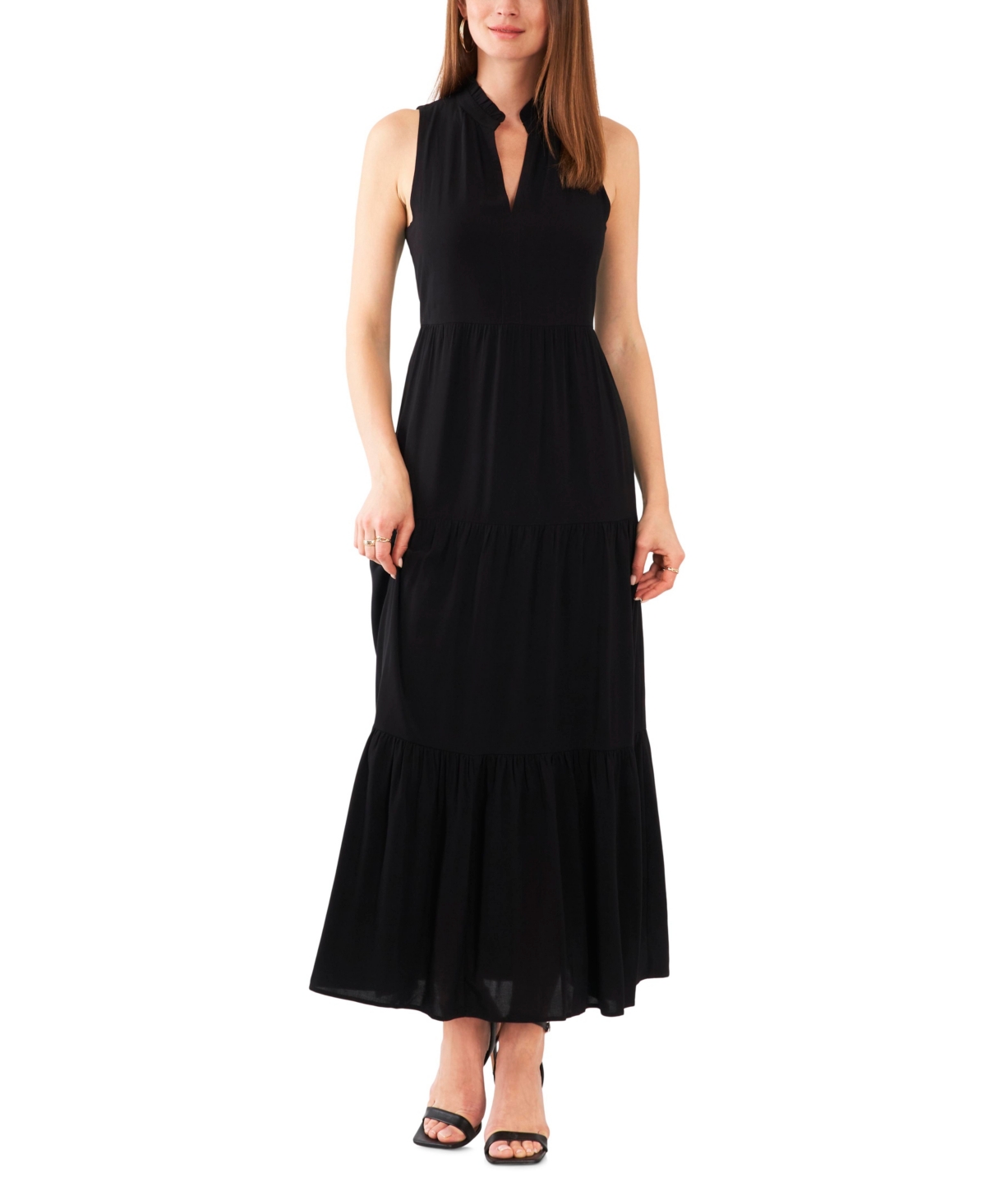 Vince Camuto Women's Collared Halter Maxi Dress In Rich Black