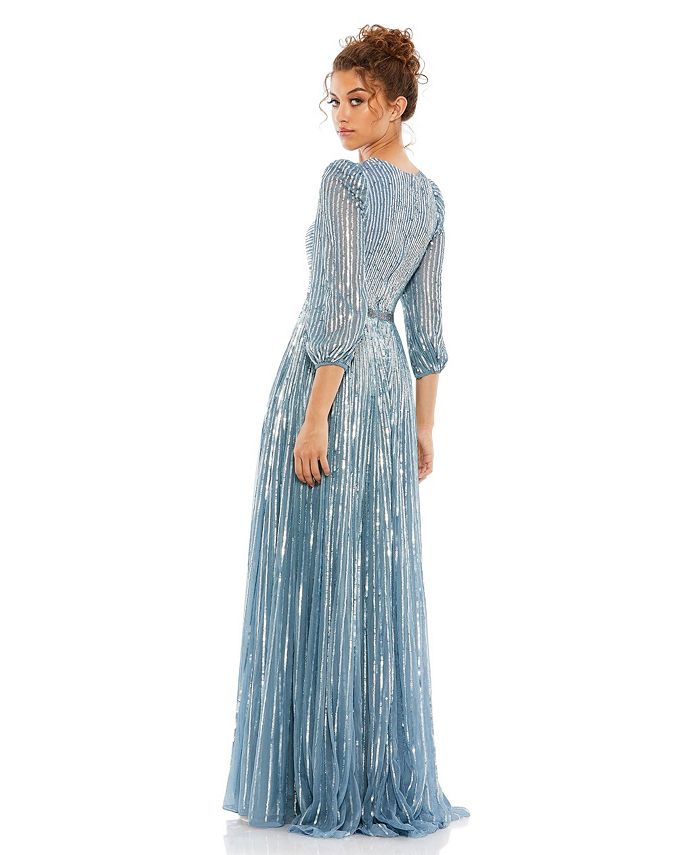 Alice + Olivia Alice & Olivia Robe à Col à Paillettes en Soie Bleu