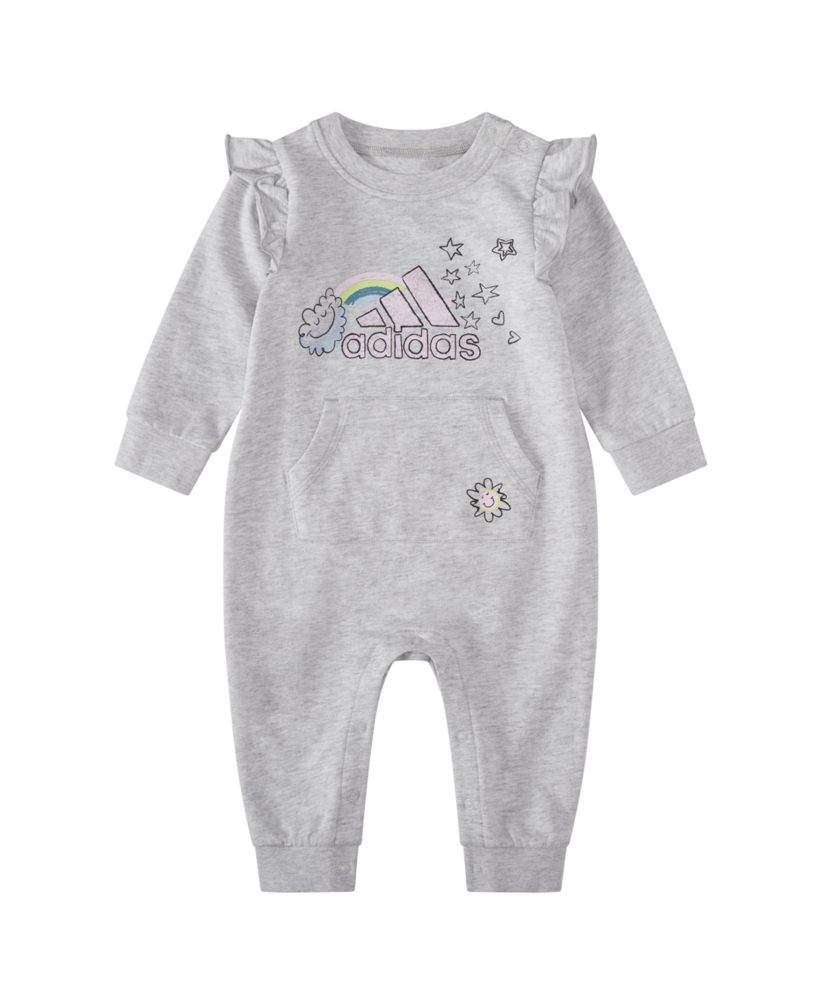 Adidas Originals Adidas Baby Girls Long Sleeves Graphic Ruffle Coverall In Light Gray Heather