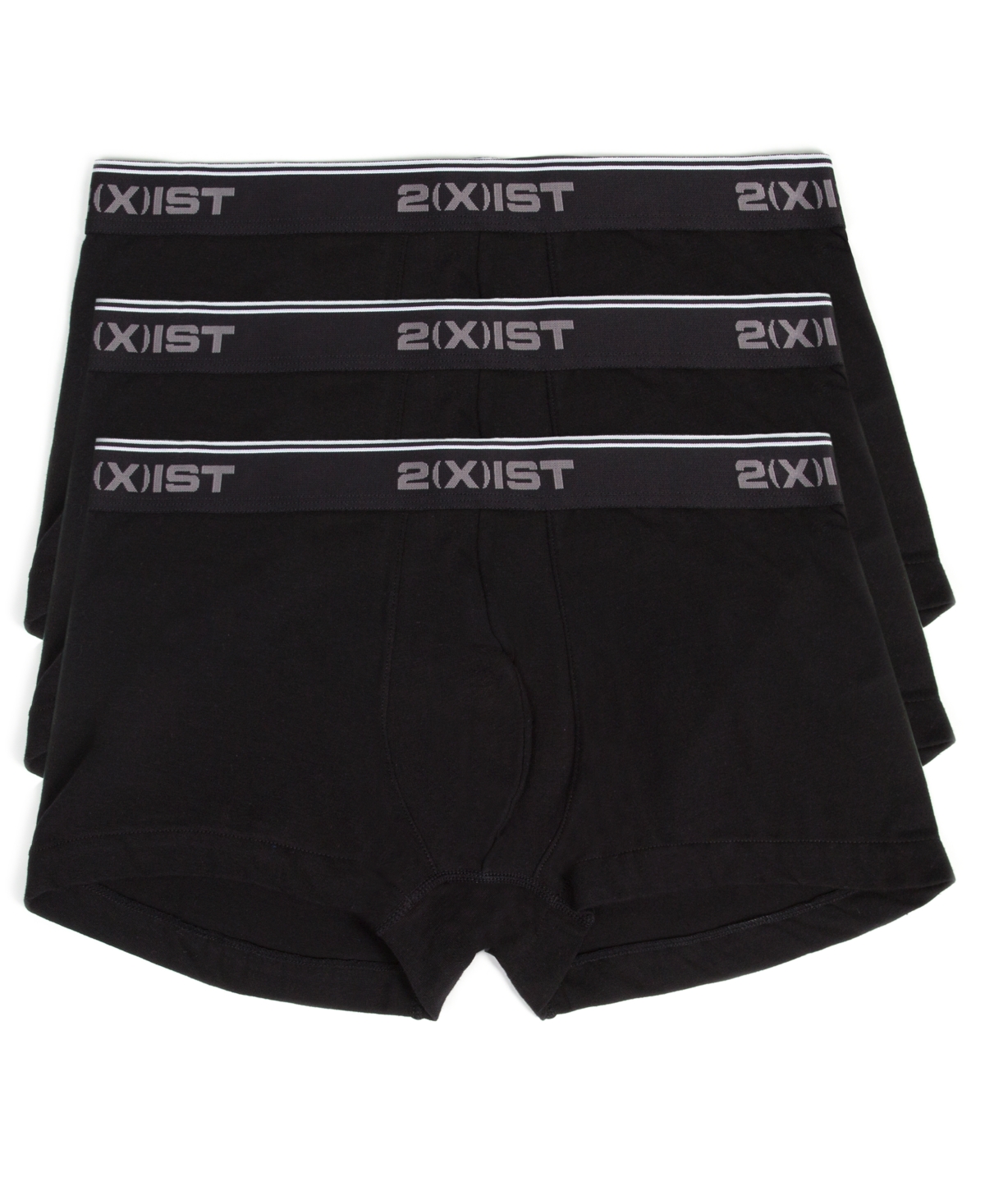 2(x)ist Men's Cotton Stretch 3 Pack No-Show Trunk - Eclipse/Lead/Dazzling Blue