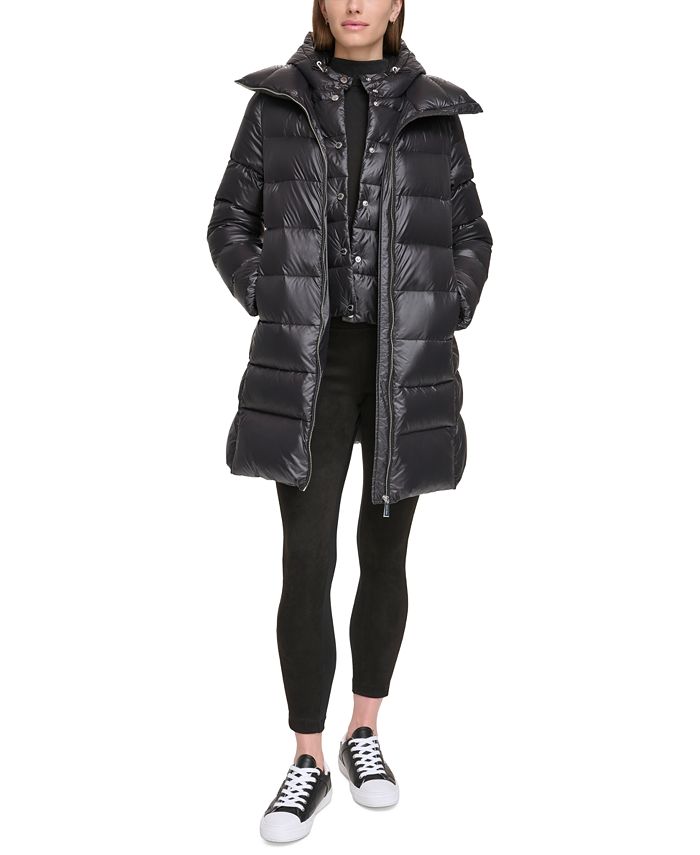 Calvin Klein Women's Hooded Packable Puffer Coat White Size Large