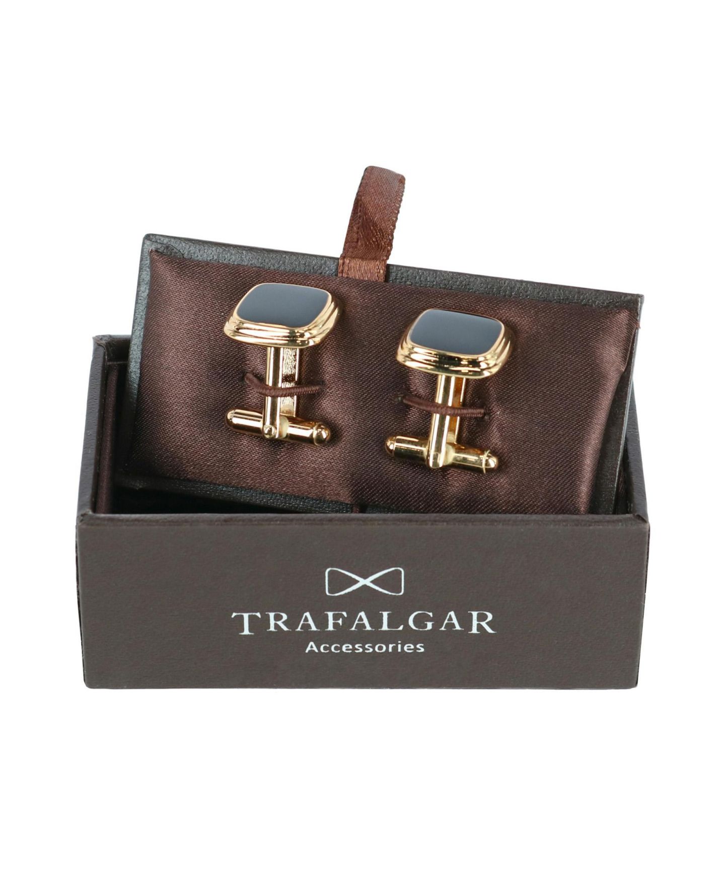 Мужские запонки TRAFALGAR Black Lacquer Cushion Cufflinks, цвет: Золотой — фото 2