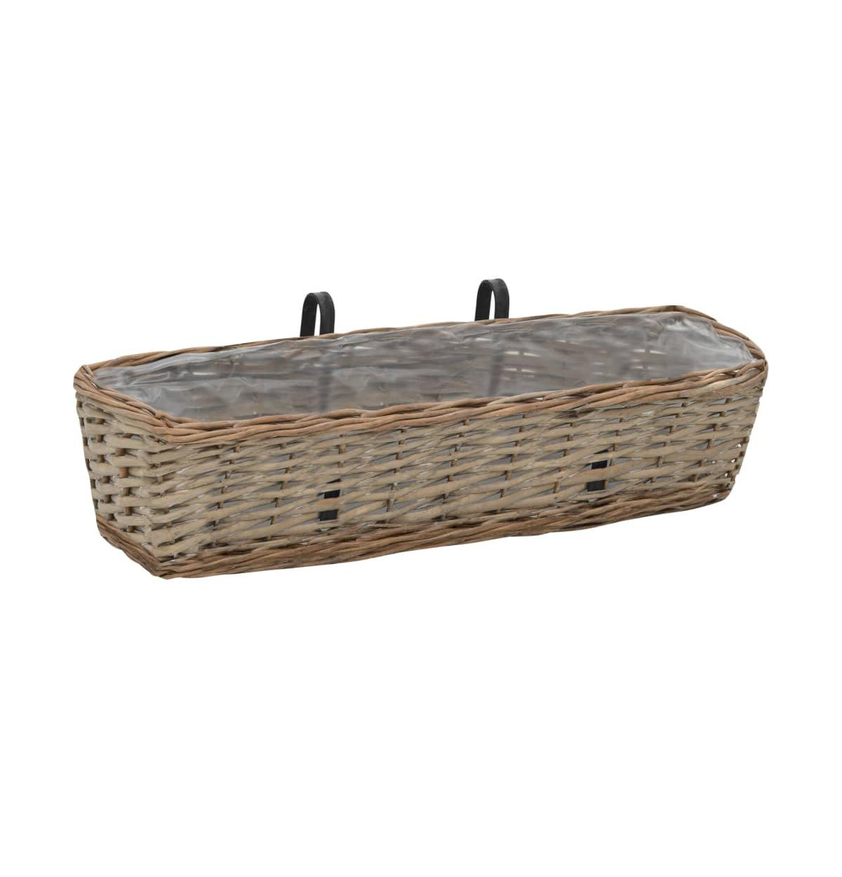 vidaXL Balcony Planter 2 pcs Wicker with Pe Lining