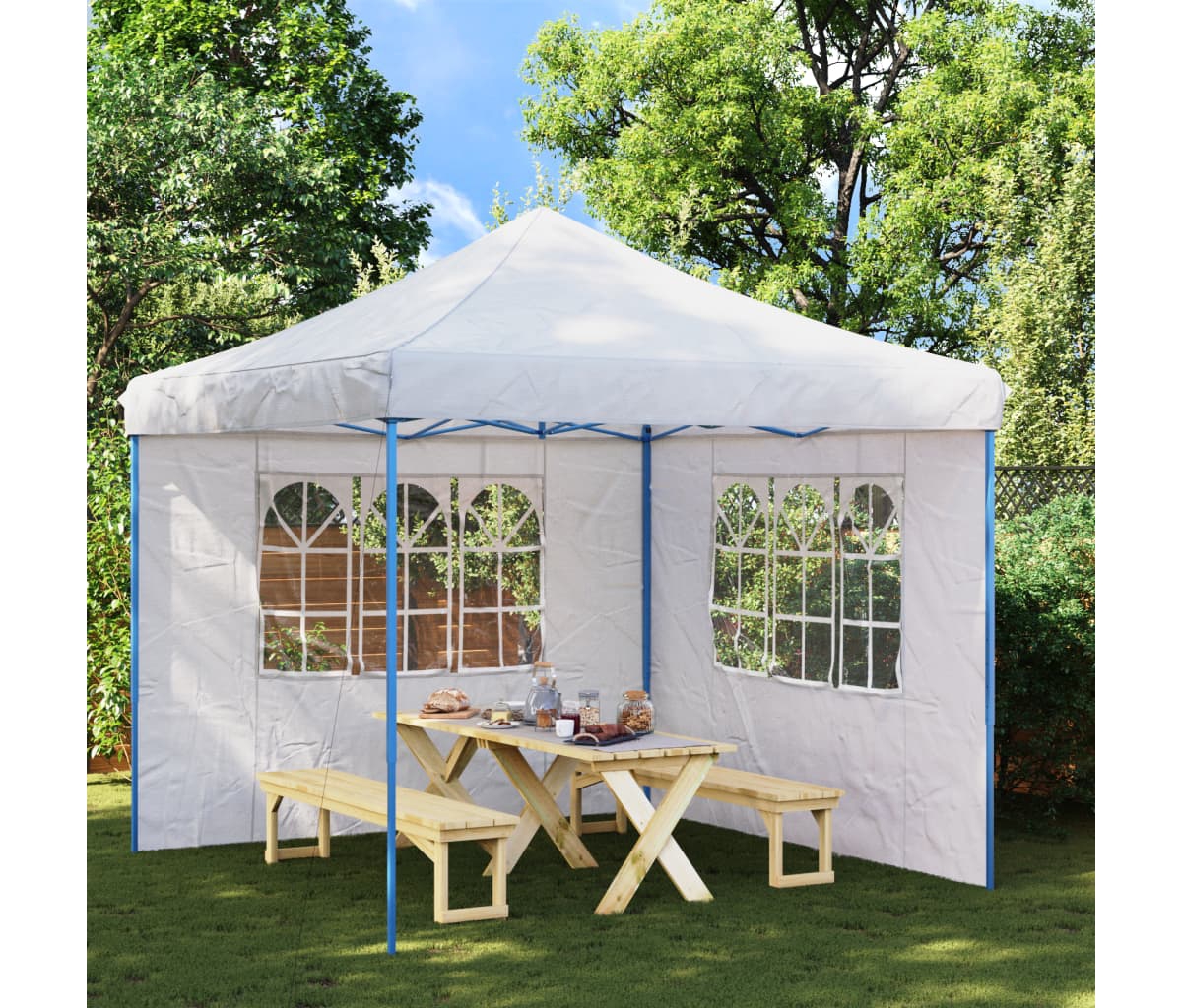 vidaXL Party Tent Sidewall 2 pcs with Window Pe- White