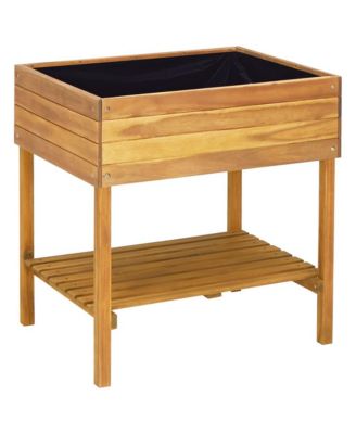 Raised Garden Planter 30.9"x23"x30.9" Solid Acacia Wood