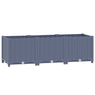 Raised Bed Blue Grey Polypropylene 47.2 x 15.7 x 15.0 in Durable