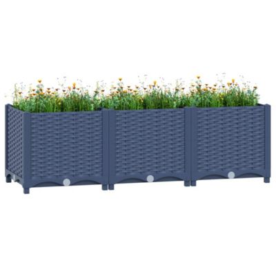 Raised Bed Blue Grey Polypropylene 47.2 x 15.7 x 15.0 in Durable