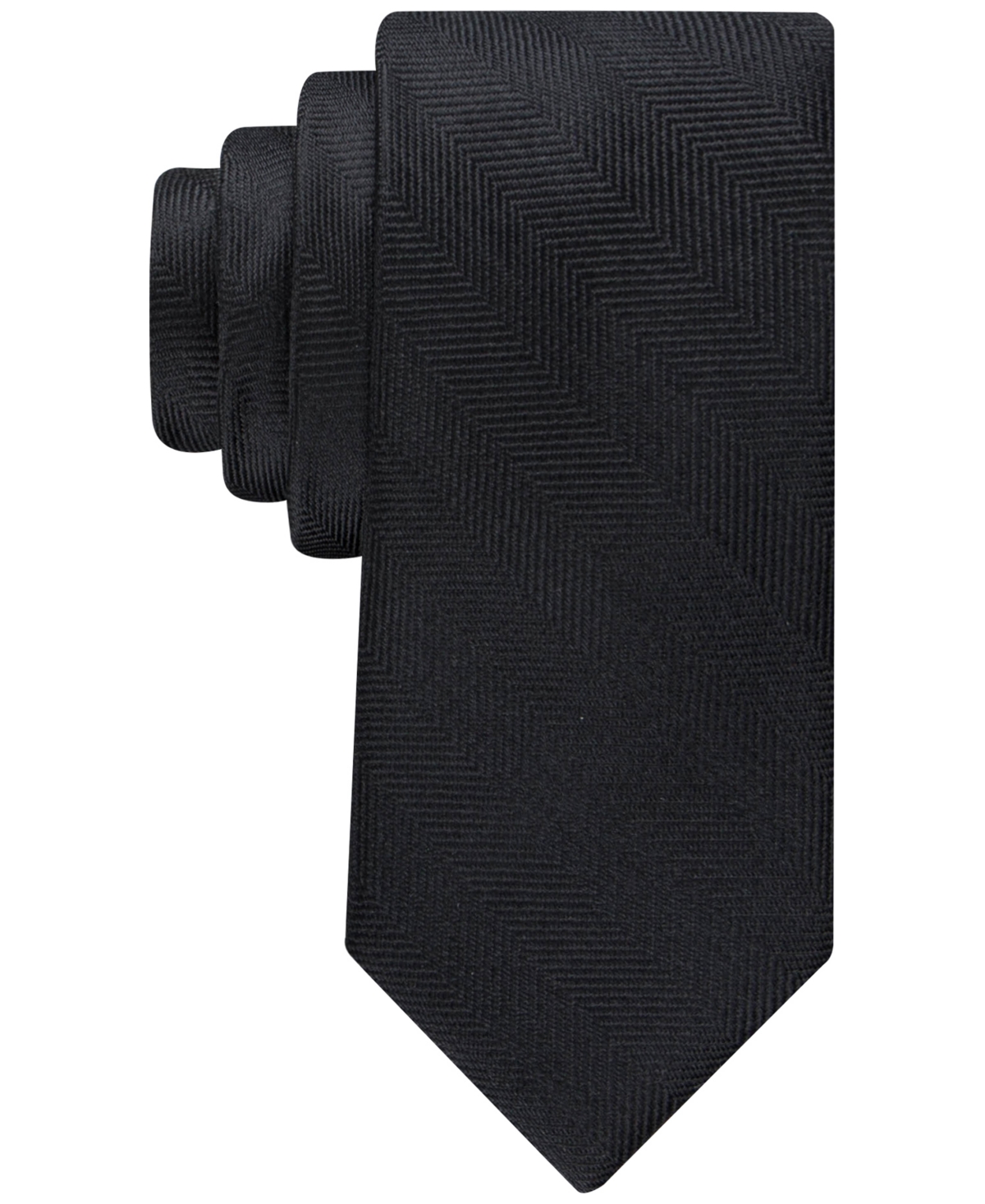 Men's Herringbone Solid Tie - Black