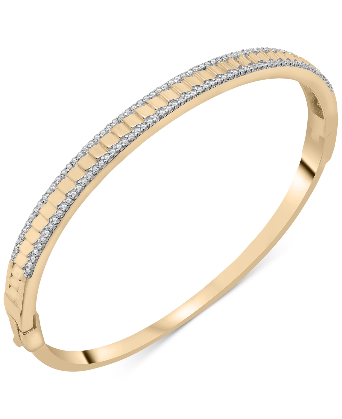 Diamond Textured Bangle Bracelet (1/2 ct. t.w.) in Gold Vermeil, Created for Macy's - Gold Vermeil