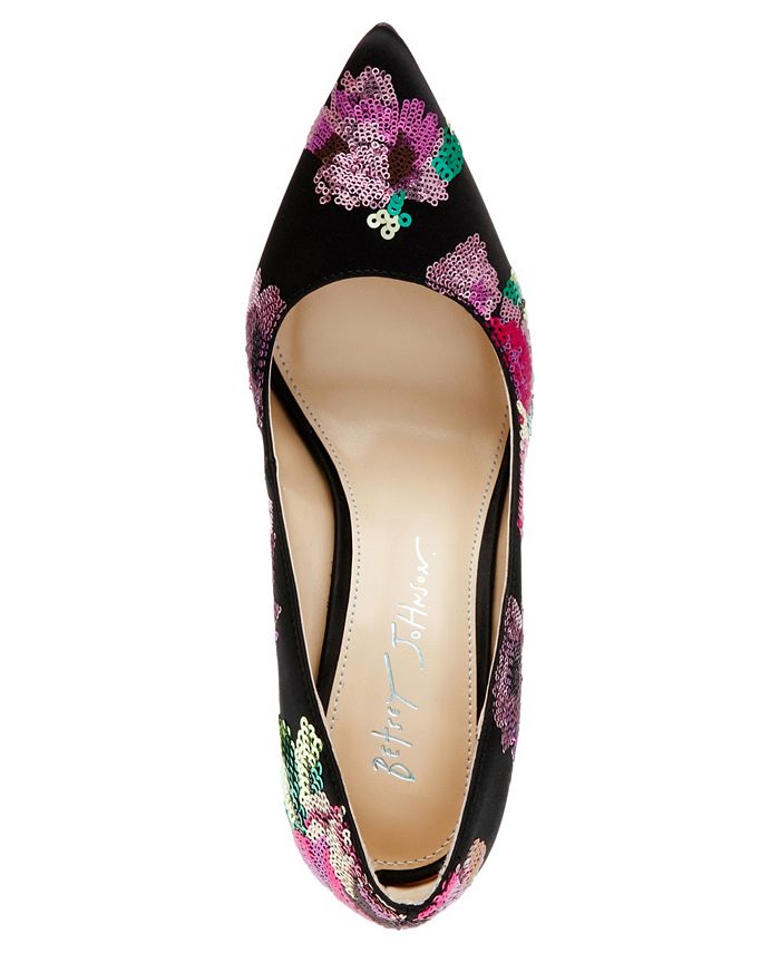 Betsey Johnson Women's Jonas Sequin Floral Evening Pumps - Macy's