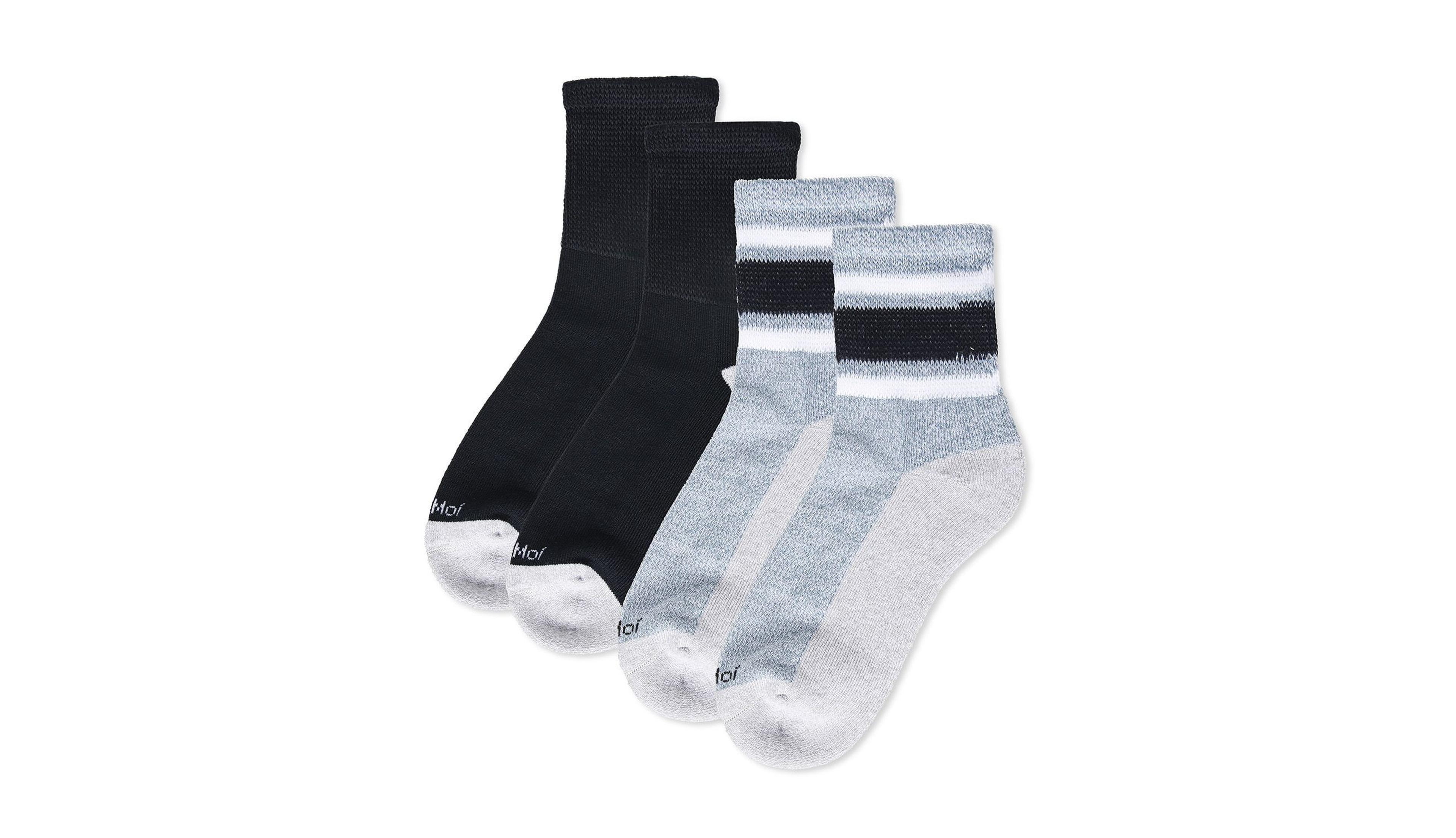 MeMoi Men's Diabetic Vintage-like Stripe Half Cushion Quarter Socks, Pair of 2