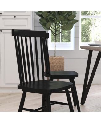 Torrin Set Of Two Premium Solid Wood Spindle Back Dining Chairs With Saddle Seats And Floor Protectant Felt Pads