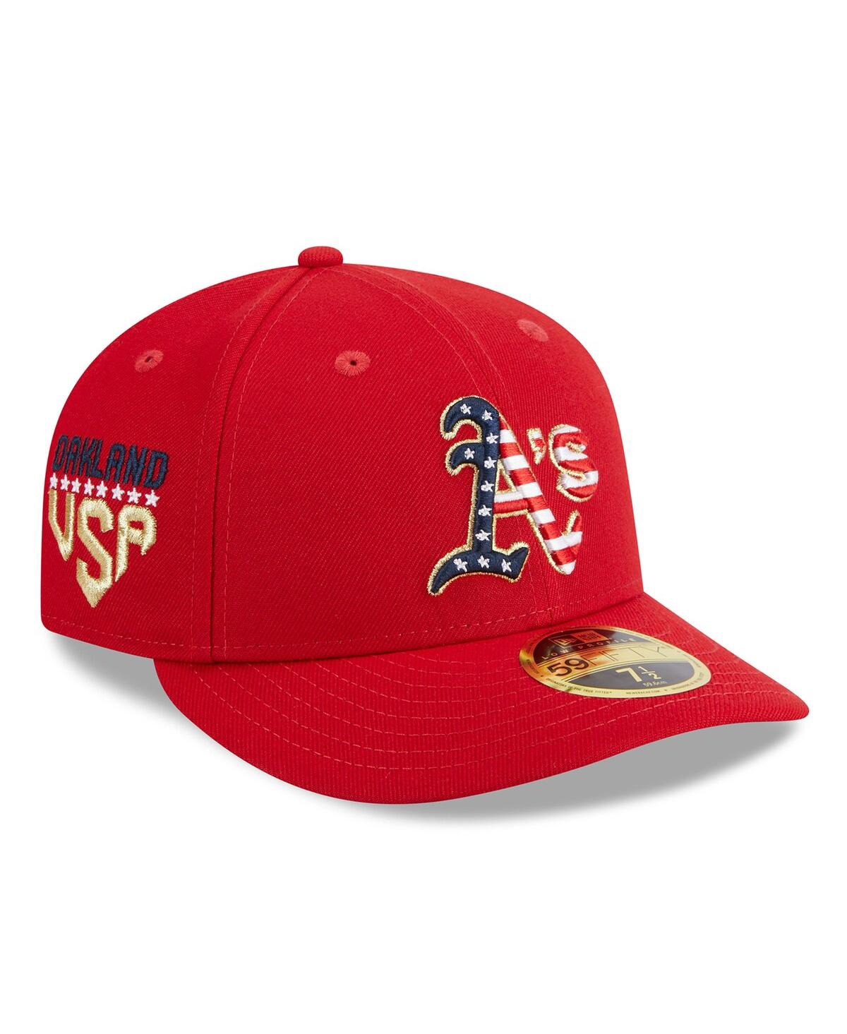New Era Men's  Red Oakland Athletics 2023 Fourth Of July Low Profile 59fifty Fitted Hat