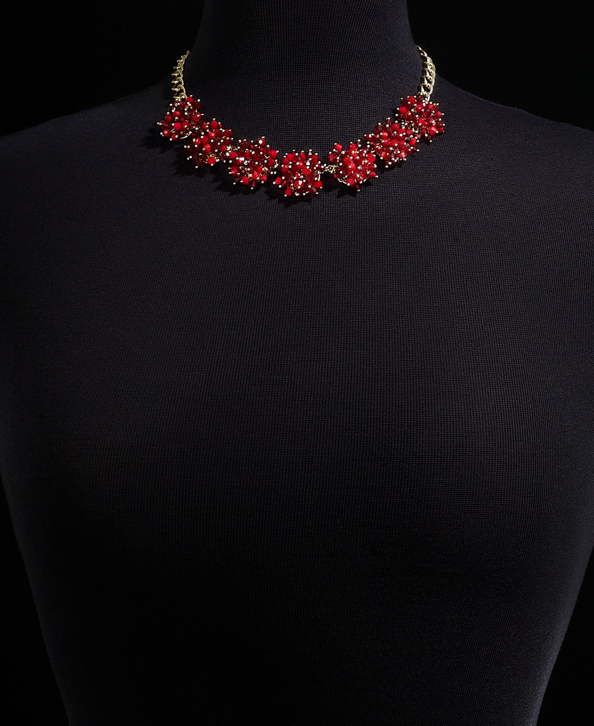 Holiday Lane Gold-Tone Color Bead Cluster Statement Necklace, + extender, Created for Macy's